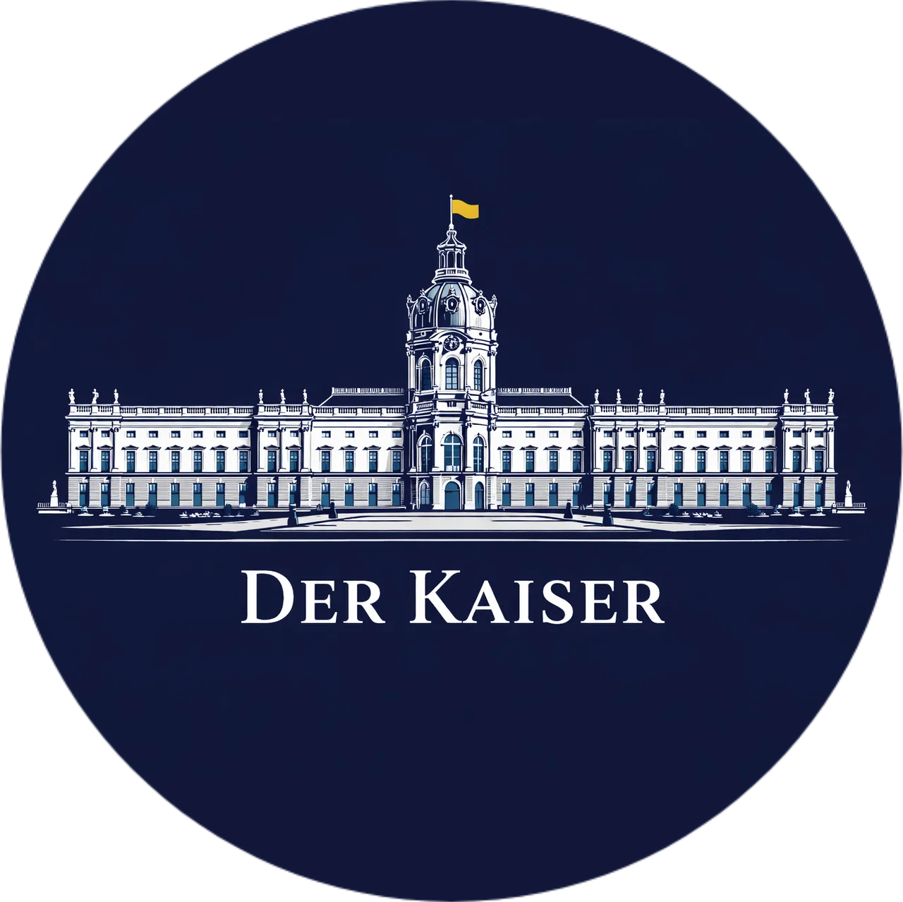 Emblem des Kaisers: Schloss Charlottenburg mit dem Schriftzug Der Kaiser
